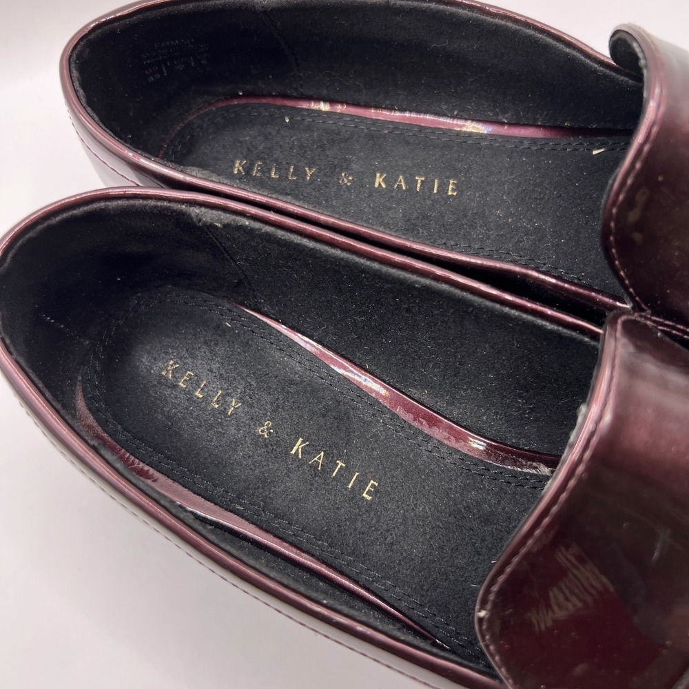 Kelly & Katie Loafers Women's US 8.5 Burgundy Leather Slip On Shoes Academia - Picture 7 of 9
